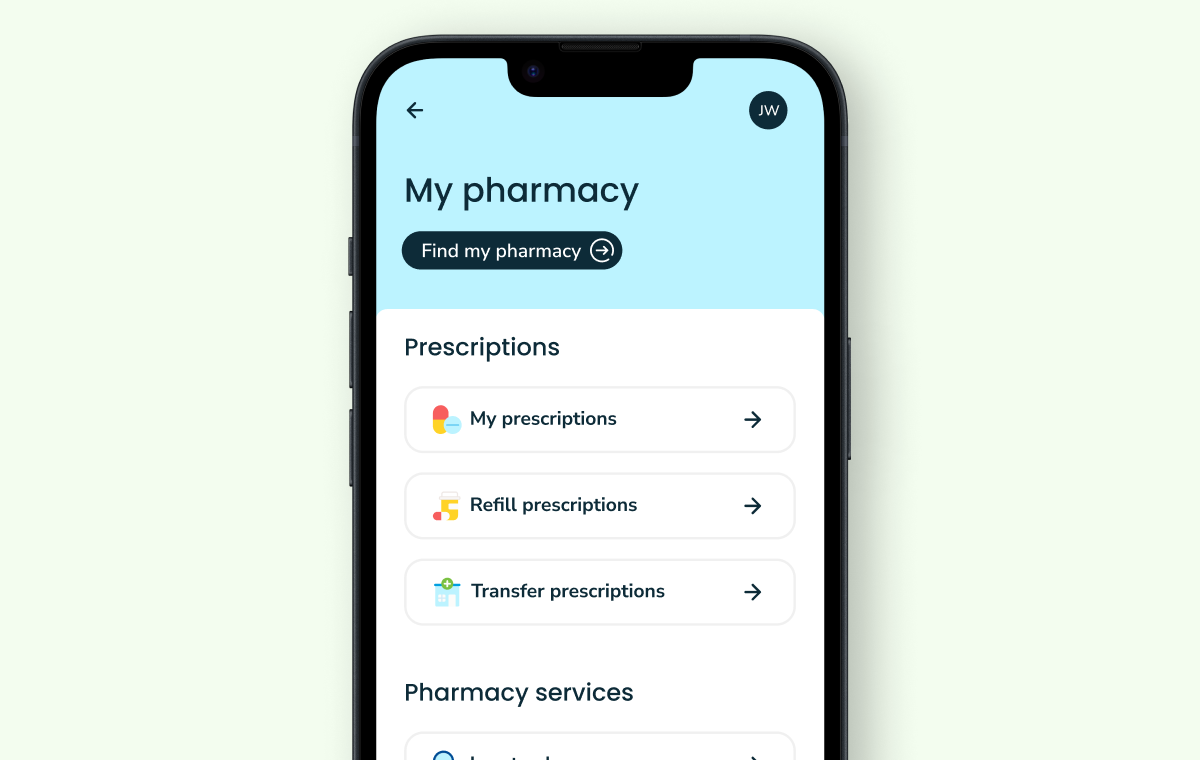 mobile app showing my pharmacy